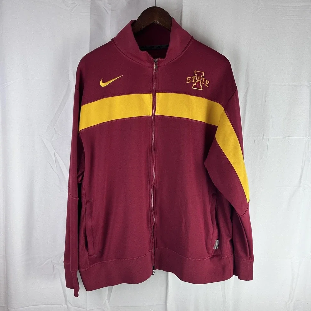 Iowa State Cyclones Jacket Mens XL Red Yellow Football‎ Dri-FIT Full Zip Nike